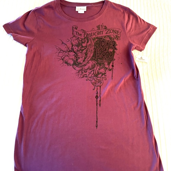 Disney Tower of Terror Twilight Zone T Shirt SZ XL Jr Purple & Black Glitter NWT - Picture 8 of 12